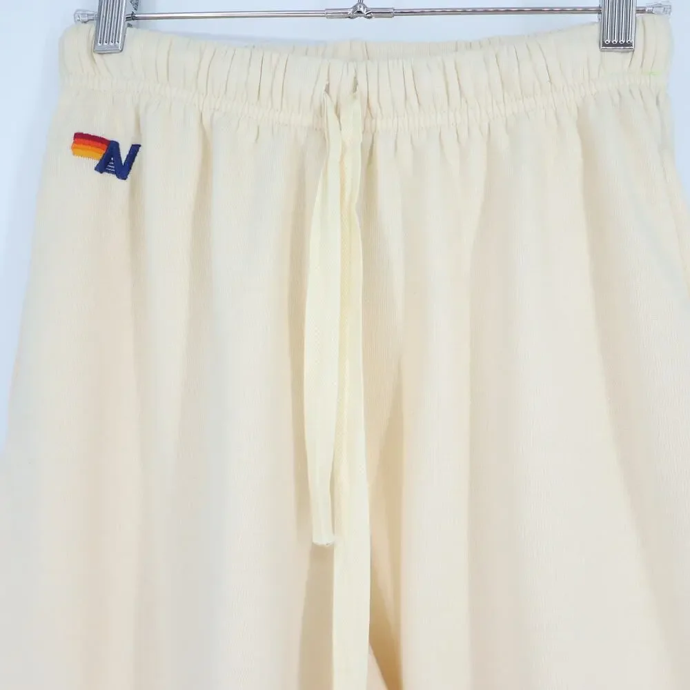 Aviator Nation Cream Track Joggers with Black Chevron